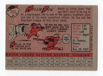 1958 Topps #400 Nellie Fox Chicago White Sox Baseball Card EX o/c