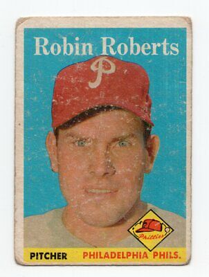 1958 Topps #90 Robin Roberts Philadelphia Phillies Baseball Card Low Grade