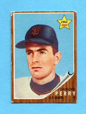 1962 Topps #199 Gaylord Perry San Fran Giants Rookie Baseball Card VgEx bk pl