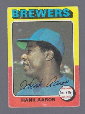 1975 Topps #660 Hank Aaron Milwaukee Brewers Baseball Card Vg/Ex wrk/cres