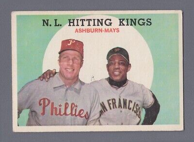 1959 Topps #317 N.L. Hitting Kings Ashburn - Mays Baseball Card EX