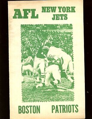 1969 AFL Program Boston Patriots at New York Jets With Joe Namath Front VGEX