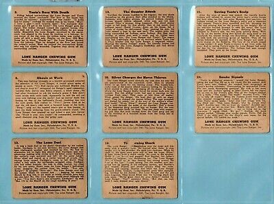 1940 Gum Inc. Lone Ranger Starter Set Lot of 8 Different Cards 