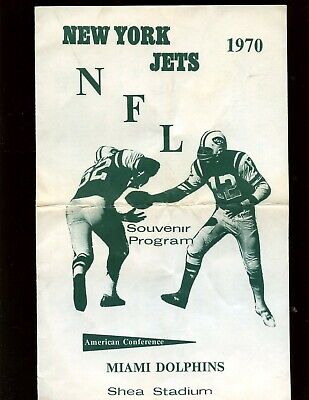 1970 AFL Program Miami Dolphins at New York Jets With Joe Namath Front 