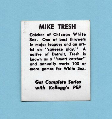 1948 Kellogg's Pep Mike Tresh Chicago White Sox Baseball Card 