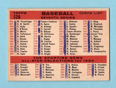 1959 Topps #528 Pittsburgh Pirates Team High Number Baseball Card EX-EX+ cked