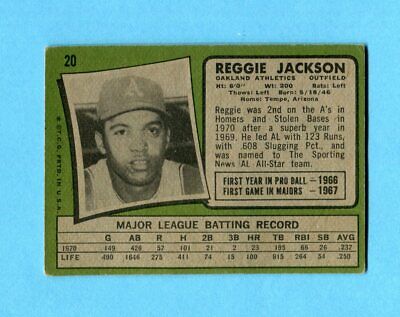 1971 Topps #20 Reggie Jackson Oakland A's Baseball Card Low Grade