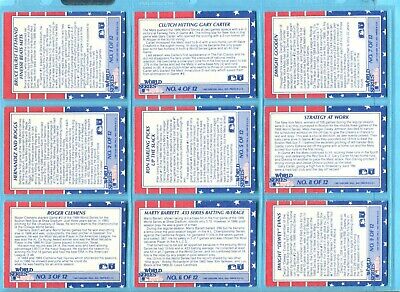 1987 Fleer Complete Set of 12 1986 World Series Baseball Cards NM