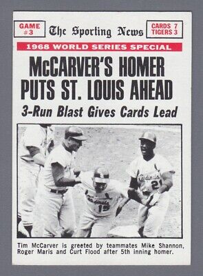 1969 Topps #164 1968 WS Special Game 3 Tim McCarver HR  Baseball Card NM o/c