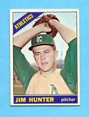 1966 Topps #36 Jim Catfish Hunter KC Athletics Baseball Card EX+  