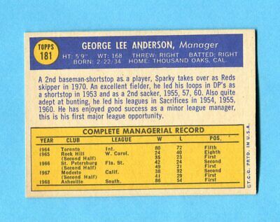 1970 Topps #181 Sparky Anderson Cincinnati Reds Baseball Card Ex/Mt  