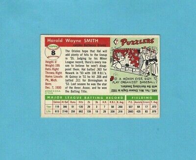 1955 Topps #8 Hal Smith Baltimore Orioles Baseball Card Ex/Mt