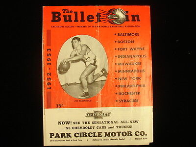 1952-53 Boston Celtics @ Baltimore Bullets Program