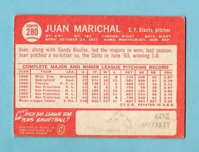 1964 Topps #280 Juan Marichal San Francisco Giants Baseball Card Vg/Ex