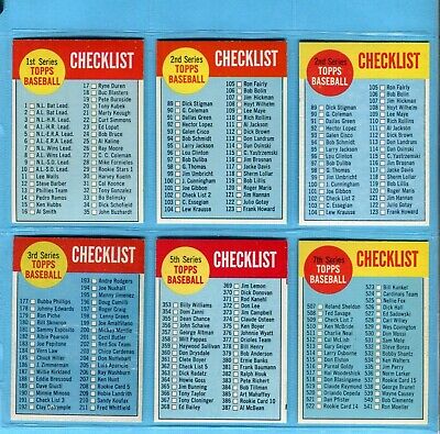 1963 Topps Lot of 6 Different Checklist Baseball Cards Ex/Mt - NM UnChecked  