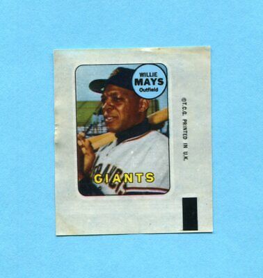 1969 Topps Decal Willie Mays San Francisco Giants Baseball Card 