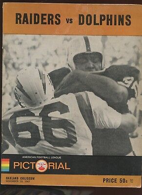 November 19 1967 AFL Program MIami Dolphins at Oakland Raiders 