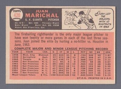 1966 Topps #420 Juan Marichal San Francisco Giants Baseball Card Ex/Mt