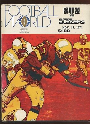 November 14 1974 WFL Program Southern California Sun vs Florida Blazers weak EX