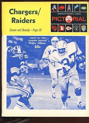 August 16 1969 AFL Pre Season Program Oakland Raiders at San Diego Chargers EX+