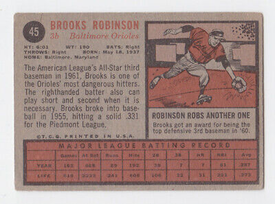 1962 Topps #45 Brooks Robinson Baltimore Orioles Baseball Card VG 