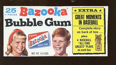 1969 Bazooka Baseball Card Box Front depicting Babe Ruth - no creases