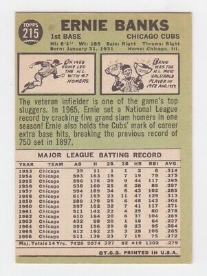 1967 Topps #215 Ernie Banks Chicago Cubs Baseball Card EX+ o/c