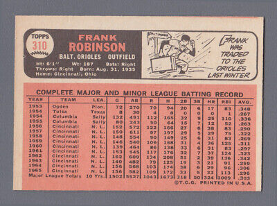 1966 Topps #310 Frank Robinson Baltimore Orioles Baseball Card Ex/Mt o/c