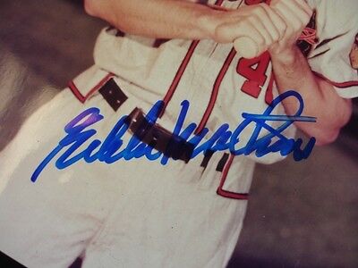 Eddie Mathews Autographed 8x10 Black & White Photograph - B&E Holo