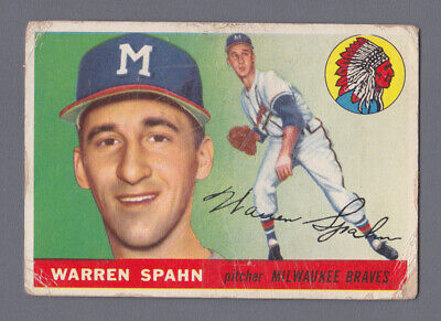 1955 Topps #31 Warren Spahn Milwaukee Braves Baseball Card Low Grade