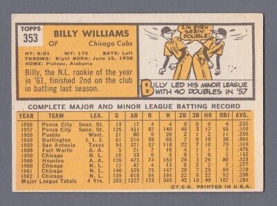 1963 Topps #353 Billy Williams Chicago Cubs Baseball Card EX 