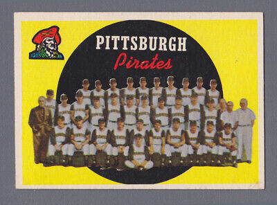 1959 Topps #528 Pittsburgh Pirates Team Baseball Card Ex/Mt Uncked stain bk