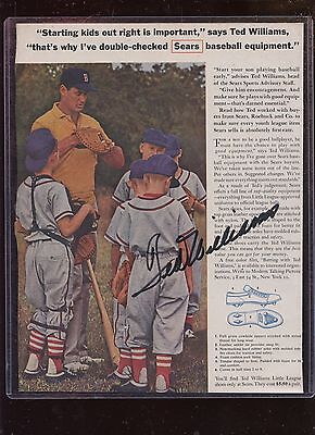 Ted Williams Sears Baseball Equipment Magazine Ad Autographed  Hologram