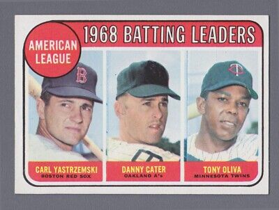 1969 Topps #1 1968 A.L. Batting Leaders Yaz Cater Oliva Baseball Card NM 