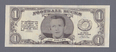 1962 Topps Bucks Insert #10 Jim Phillips Los Angeles Rams Football Card NM