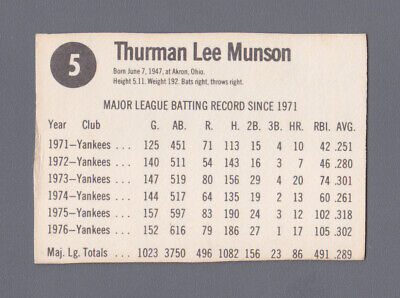 1977 Hostess #5 Thurman Munson New York Yankees Baseball Card   