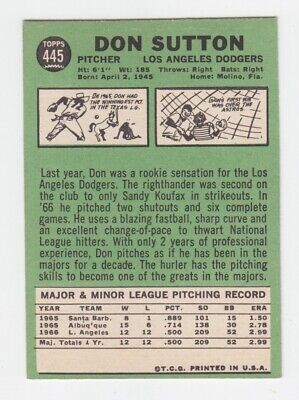 1967 Topps #445 Don Sutton Los Angeles Dodgers Baseball Card Ex/Mt o/c pm    