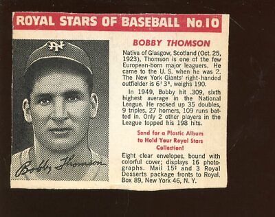 1950/1952 Royal Desserts / Pudding Baseball Card #10 Bobby Thomson