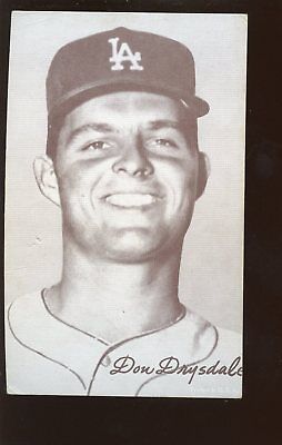 1960's Exhibit Supply Baseball Card Don Drysdale Portrait SP VGEX