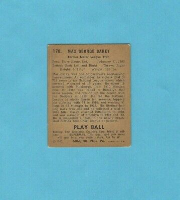 1940 Play Ball (R335) #178 Max Carey Baseball Card 