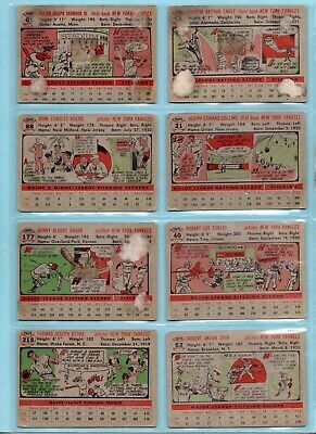 1956 Topps Lot of 14 Different New York Yankees Baseball Cards Low Grade