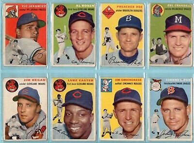 1954 Topps Starter Set Lot of 16 Different Baseball Cards Low Grade 