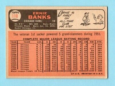 1966 Topps #110 Ernie Banks Chicago Cubs Baseball Card EX+