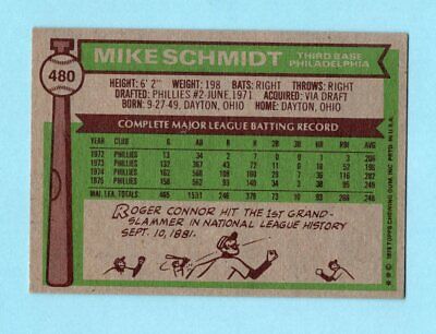 1976 Topps #480 Mike Schmidt Philadelphia Phillies Baseball Card EX 