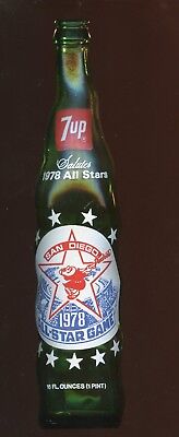 1978 MLB Baseball All Star Game at San Diego 7 Up Bottle