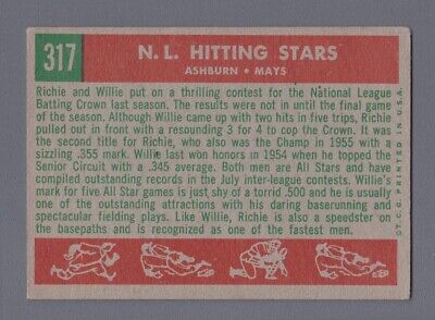 1959 Topps #317 N.L. Hitting Kings Ashburn - Mays Baseball Card EX