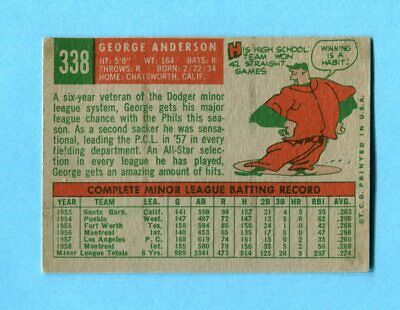 1959 Topps #338 Sparky Anderson Phil Phillies Rookie Baseball Card EX oc apwksf