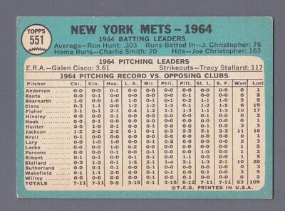 1965 Topps #551 New York Mets Team Baseball Card EX lwbl  