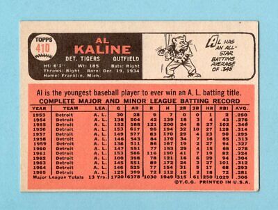 1966 Topps #410 Al Kaline Detroit Tigers Baseball Card EX - EX+ 