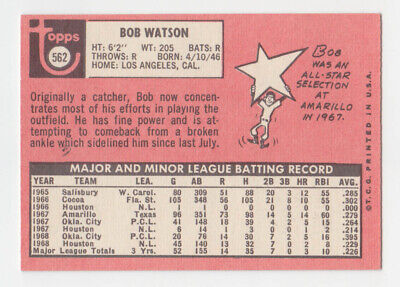 1969 Topps #562 Bob Watson Houston Astros Rookie Baseball Card NM  